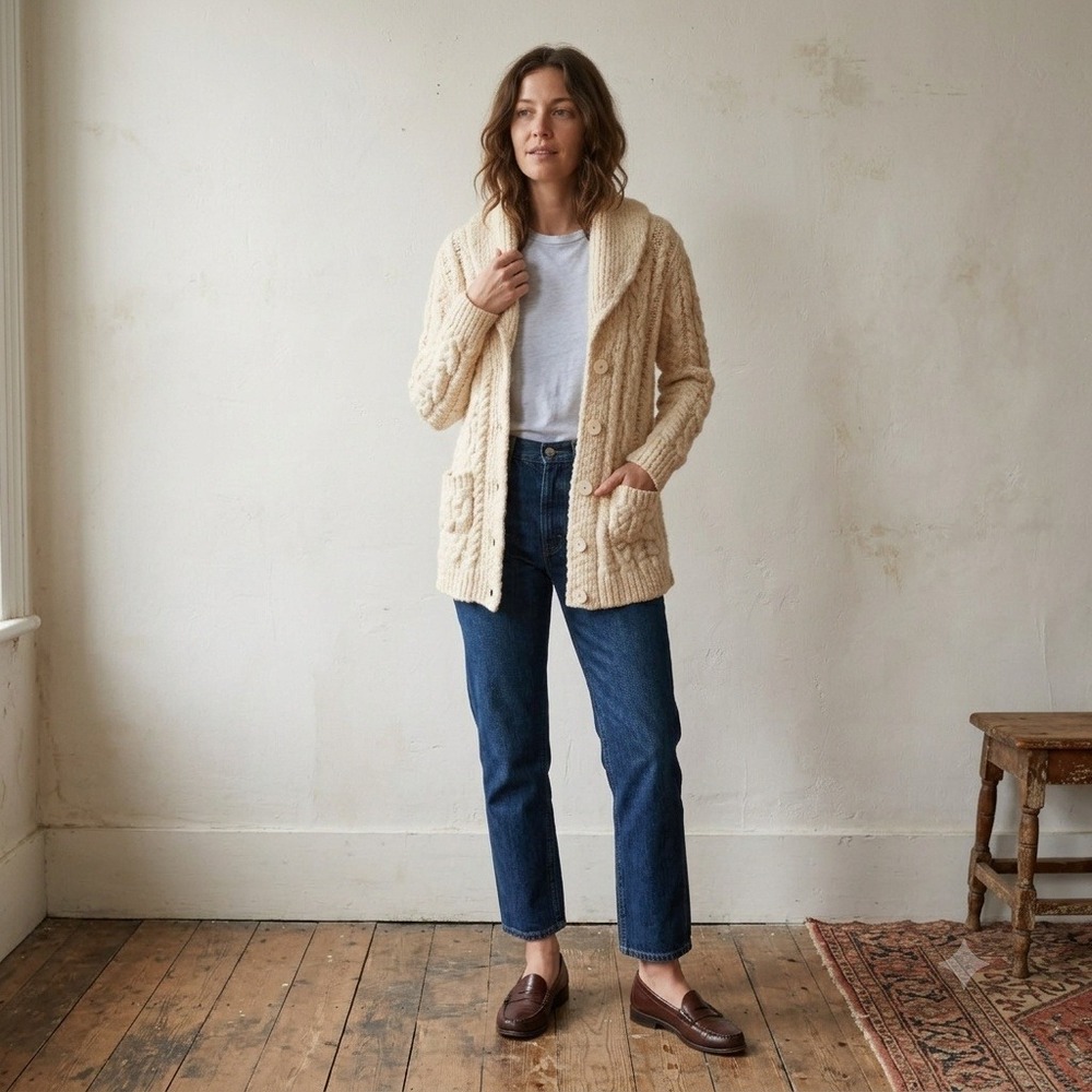 Ralph Lauren Cream Cable Knit Cardigan